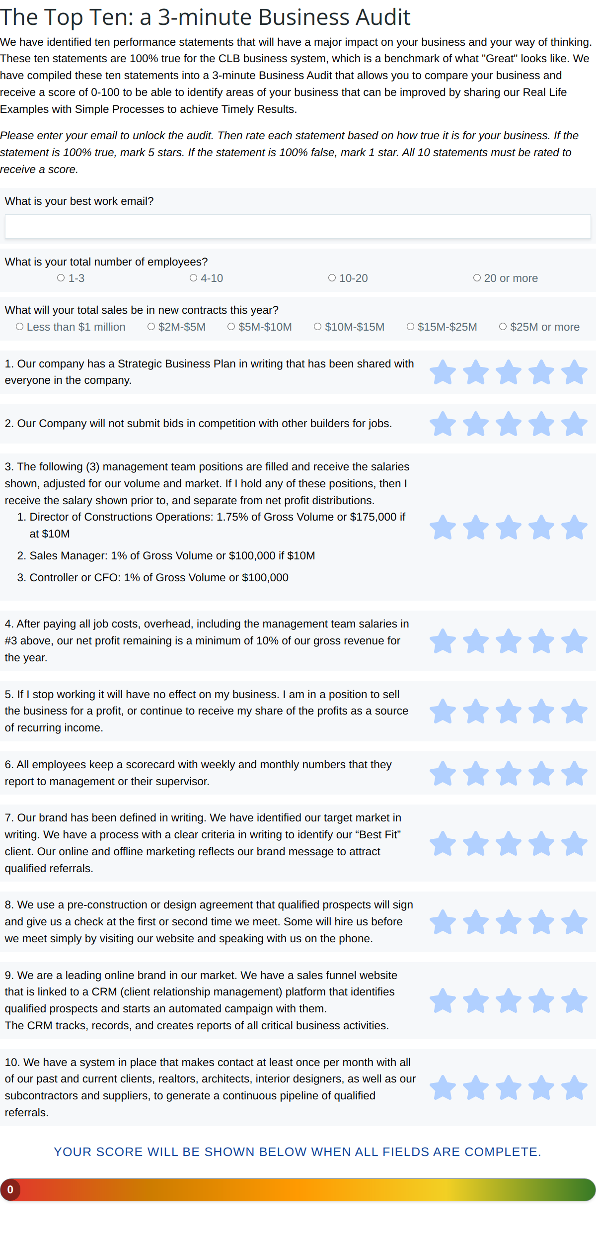 3-minute business audit designed to help your business in construction succeed.